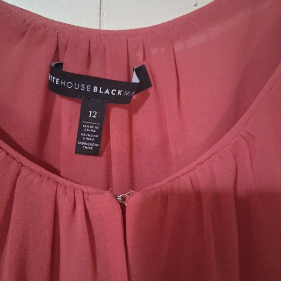 White House Black Market Blush Ruffle Sleeve Blouse - Picture 2 of 3